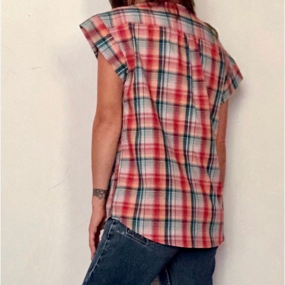 SALE  vtg  NWT boxy plaid blouse ,country metallic thread,PTP 25” oversized 1X - Picture 4 of 13